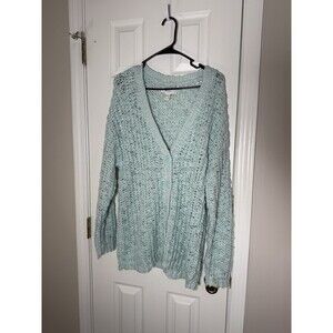 Forever 21 Plus 1X Mint Blue Knit Button Cardigan Sweater Women’s Cozy
